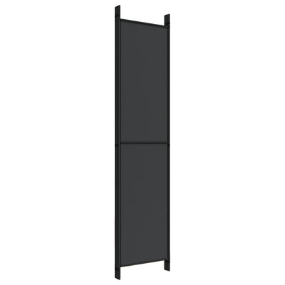 5-Panel Room Divider Black 250x220 cm Fabric