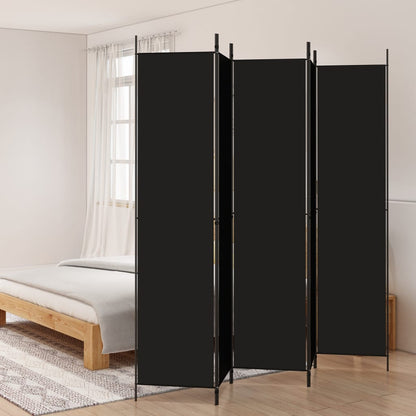 5-Panel Room Divider Black 250x220 cm Fabric