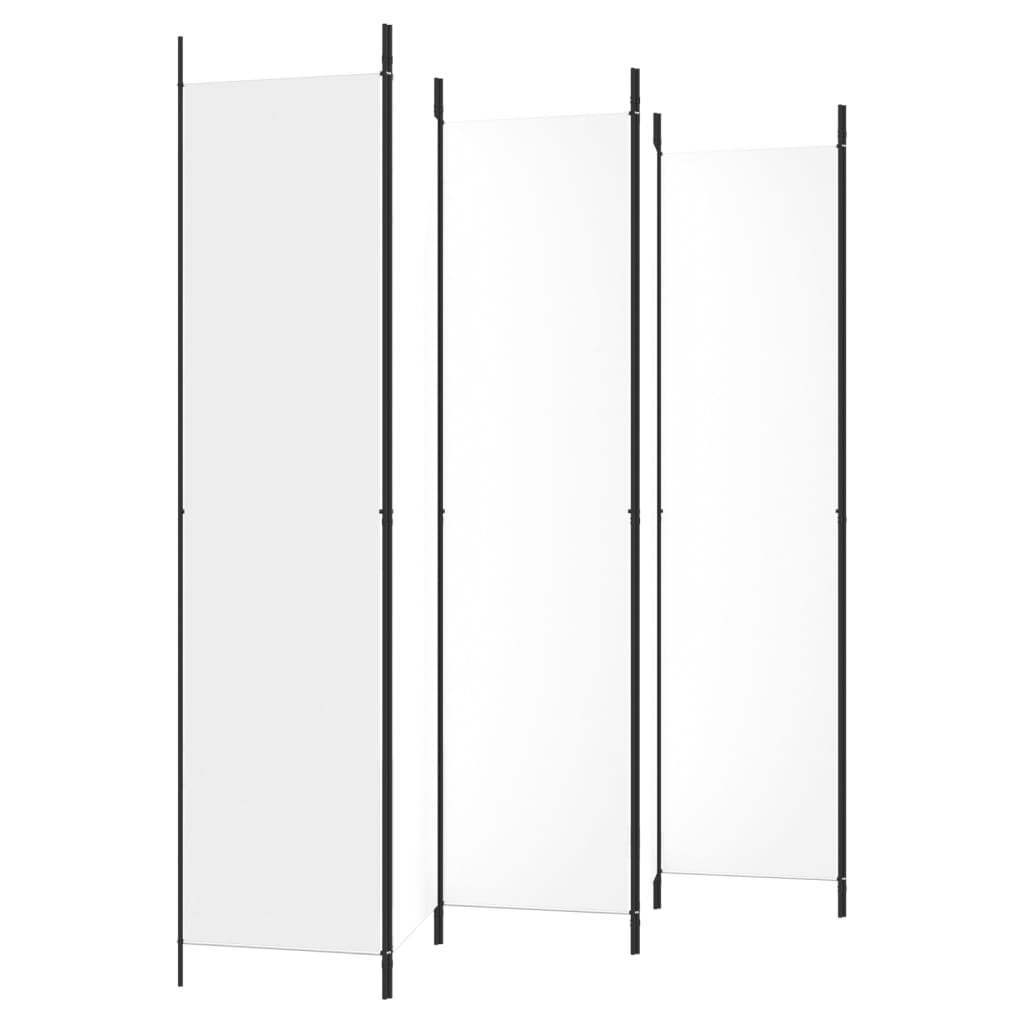 6-Panel Room Divider White 300x220 cm Fabric