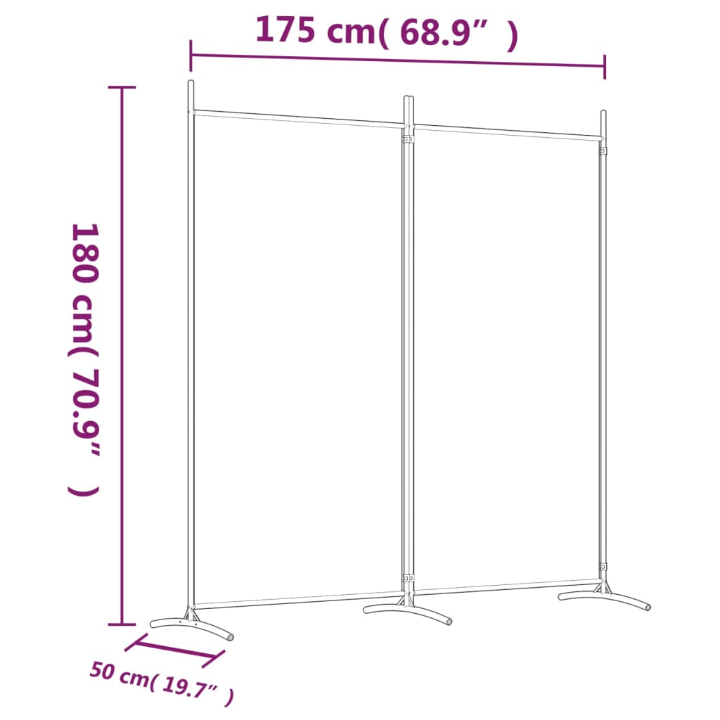 2-Panel Room Divider White 175x180 cm Fabric