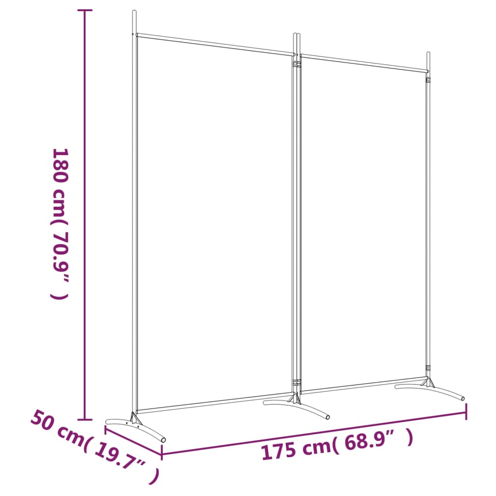 2-Panel Room Divider Brown 175x180 cm Fabric