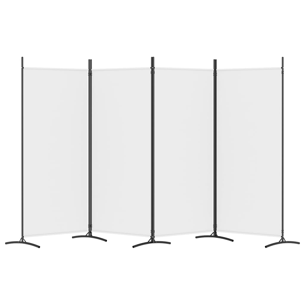 4-Panel Room Divider White 346x180 cm Fabric