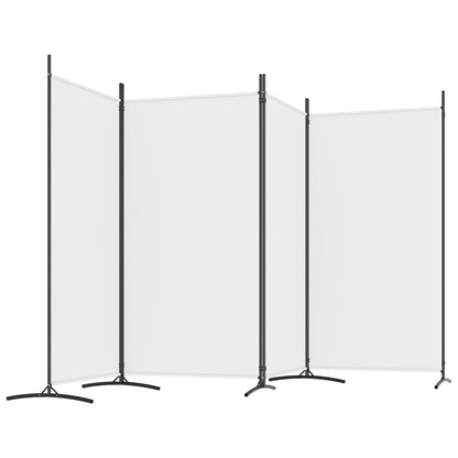 4-Panel Room Divider White 346x180 cm Fabric