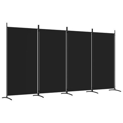 4-Panel Room Divider Black 346x180 cm Fabric