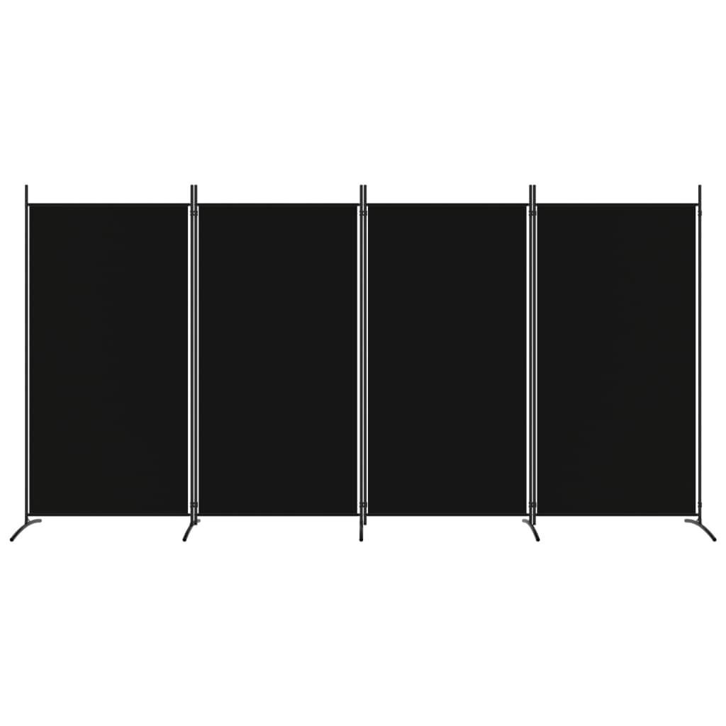 4-Panel Room Divider Black 346x180 cm Fabric