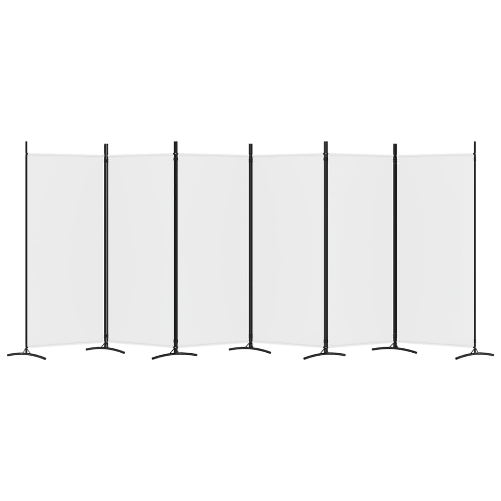 6-Panel Room Divider White 520x180 cm Fabric