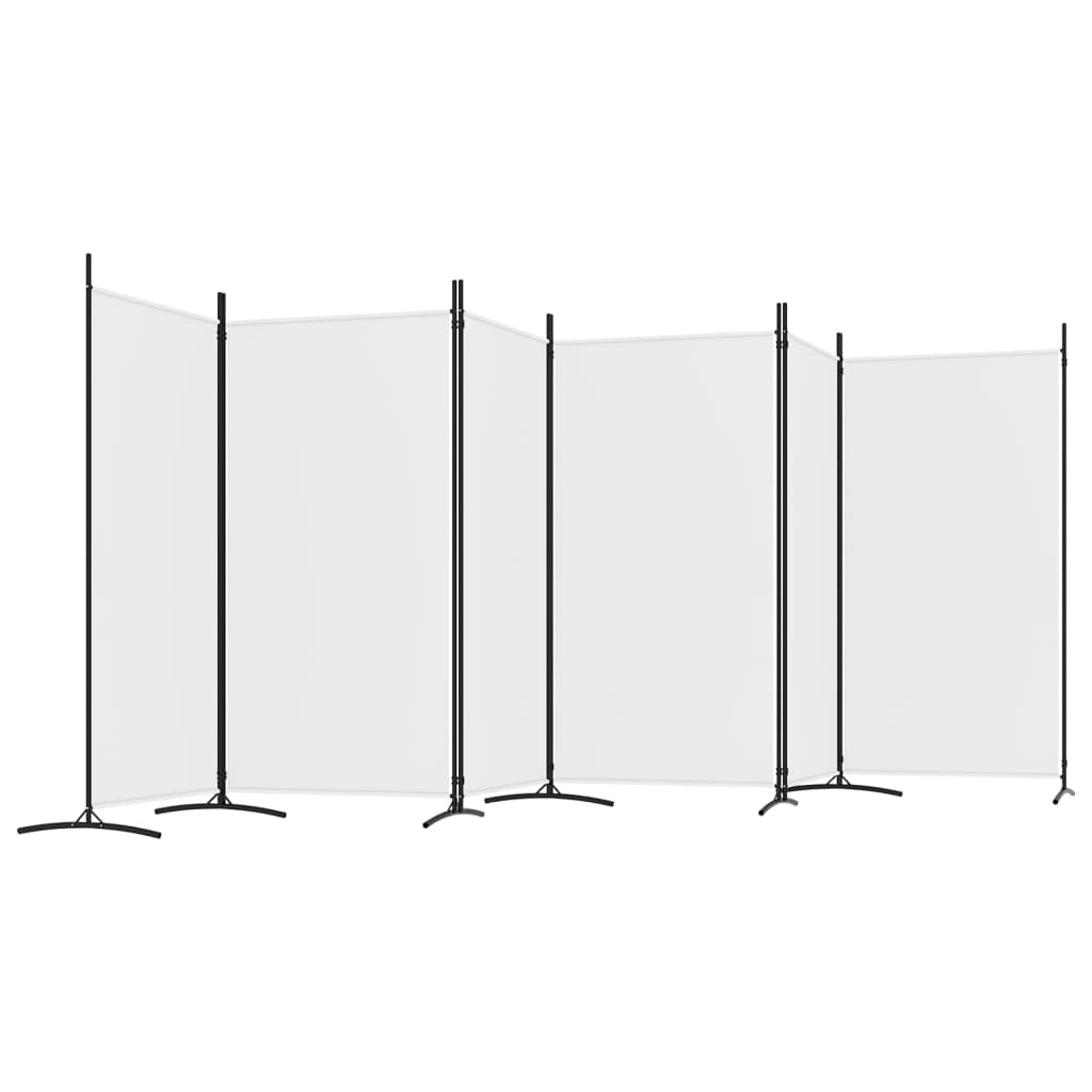 6-Panel Room Divider White 520x180 cm Fabric