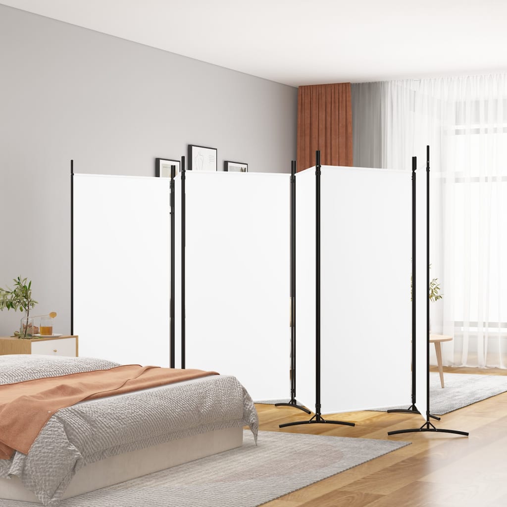 6-Panel Room Divider White 520x180 cm Fabric