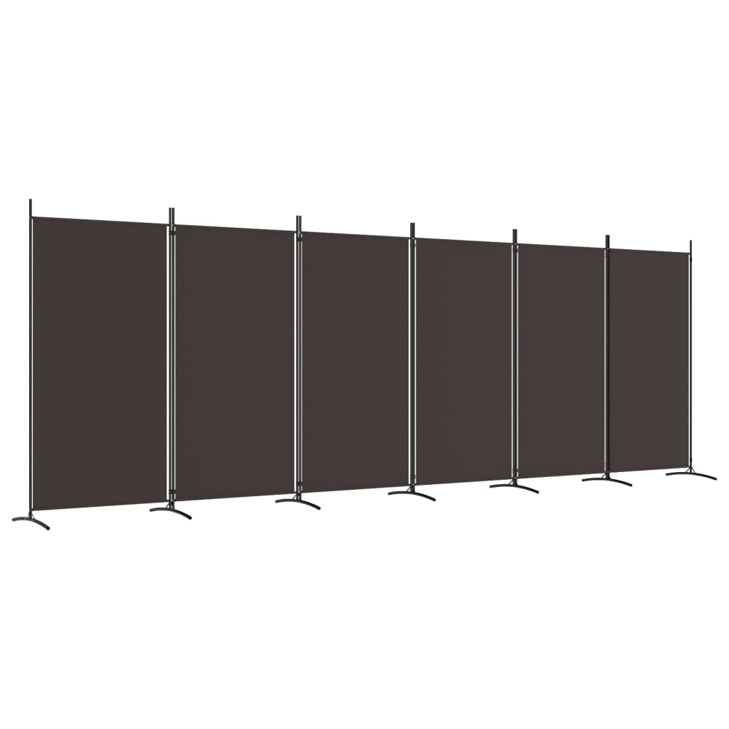 6-Panel Room Divider Brown 520x180 cm Fabric