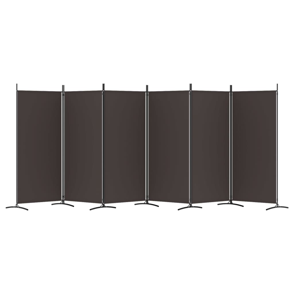 6-Panel Room Divider Brown 520x180 cm Fabric