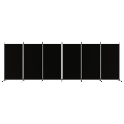 6-Panel Room Divider Black 520x180 cm Fabric