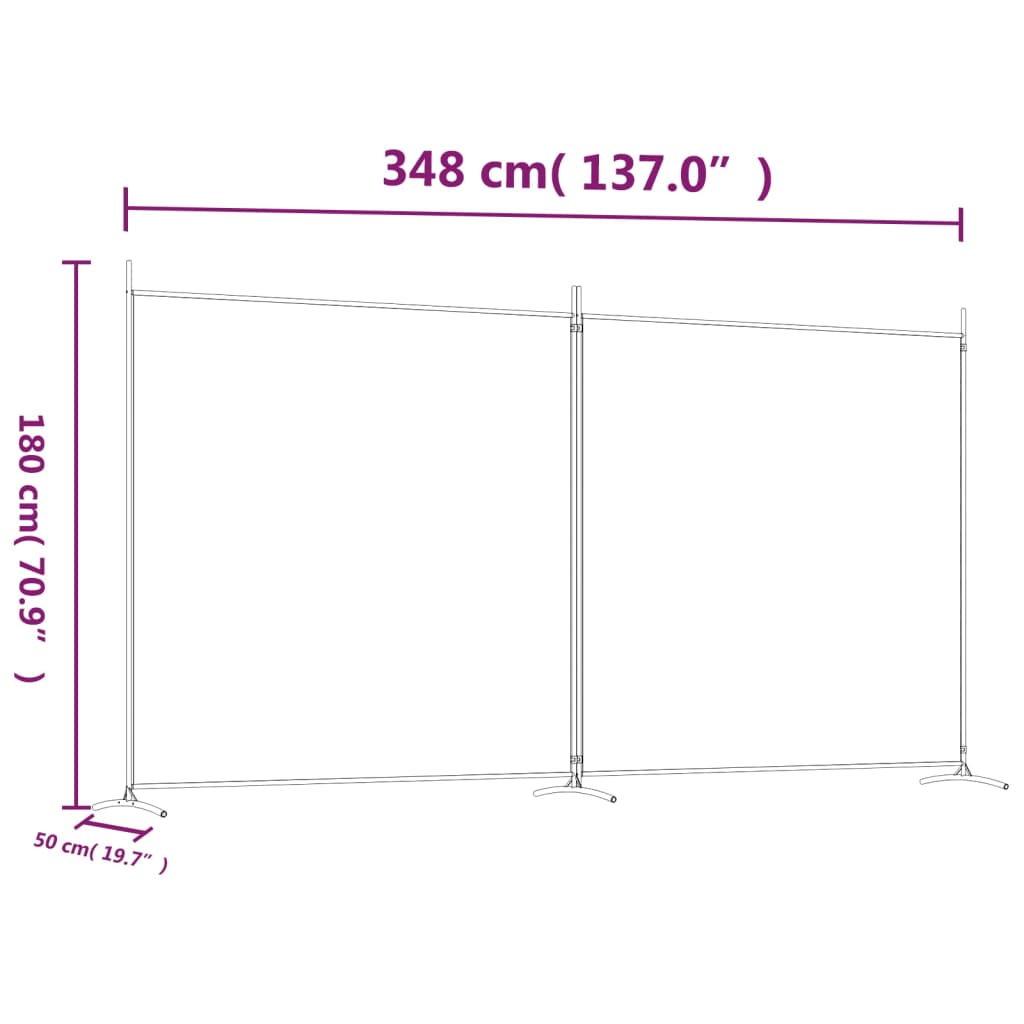 2-Panel Room Divider Brown 348x180 cm Fabric