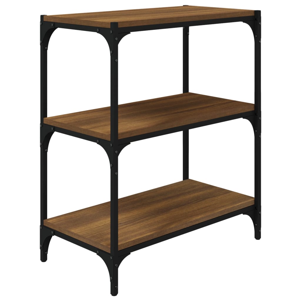 Book Cabinet Brown Oak 60x33x70.5 cm Engineered Wood and Steel