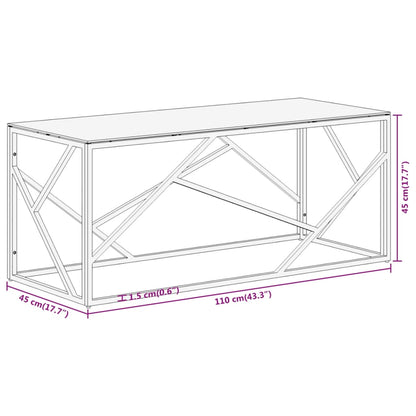 Coffee Table Silver Stainless Steel and Tempered Glass