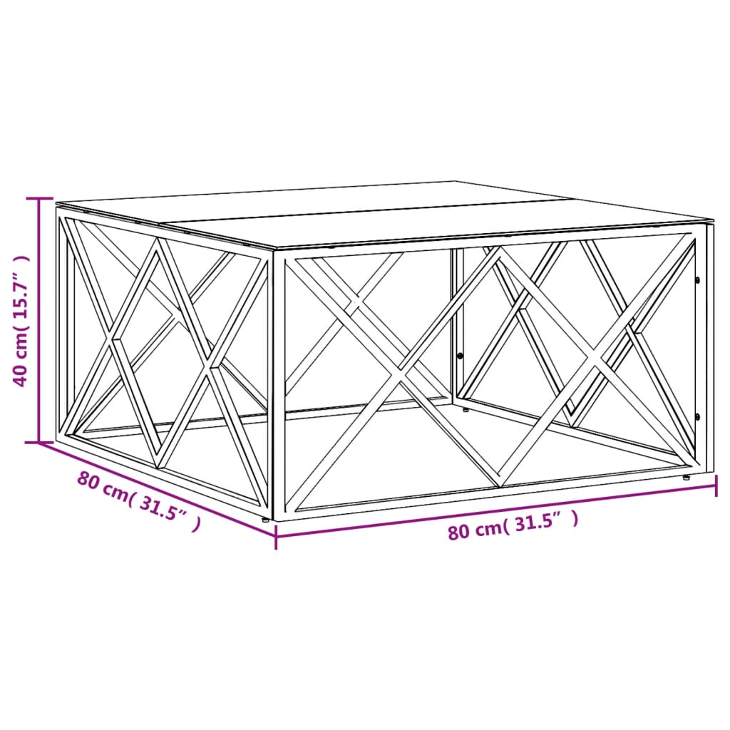 Coffee Table 80x80x40 cm Stainless Steel and Glass