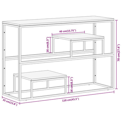 Console Table Silver Stainless Steel and Solid Sleeper Wood