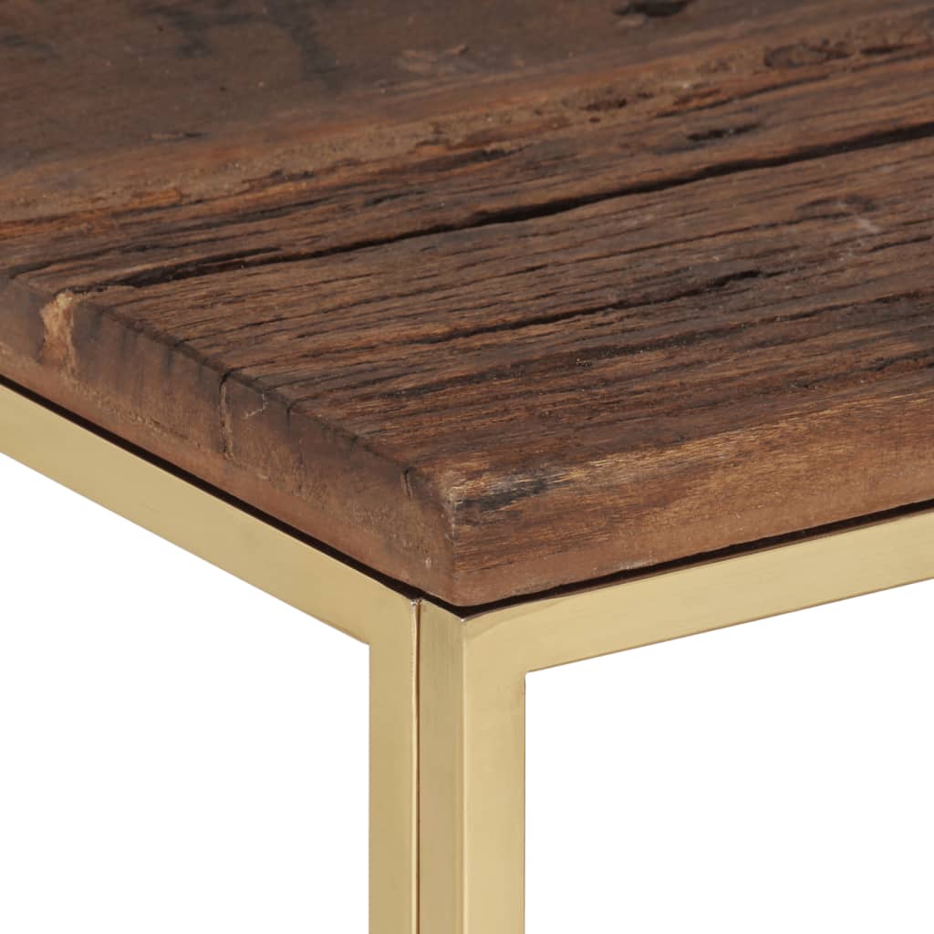 Coffee Table Gold Stainless Steel and Solid Wood Sleeper