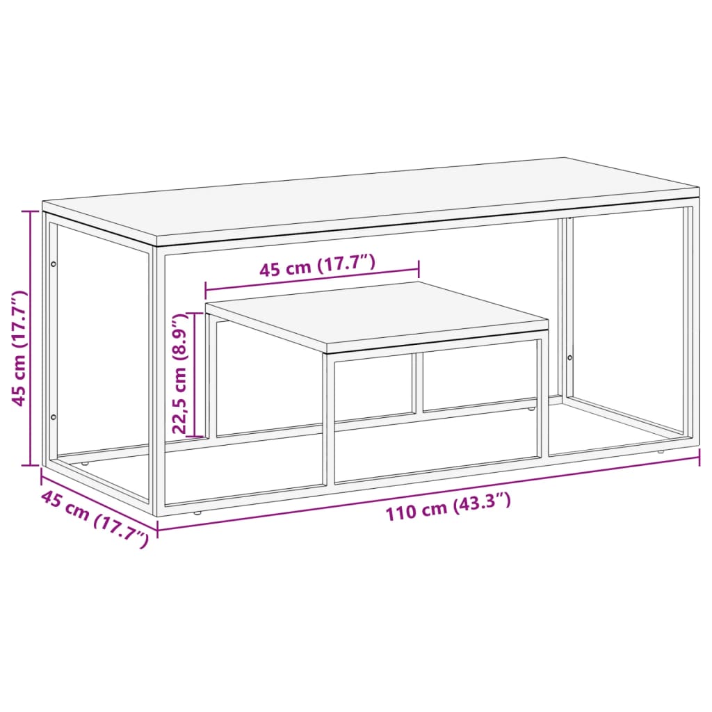 Coffee Table Gold Stainless Steel and Solid Wood Sleeper