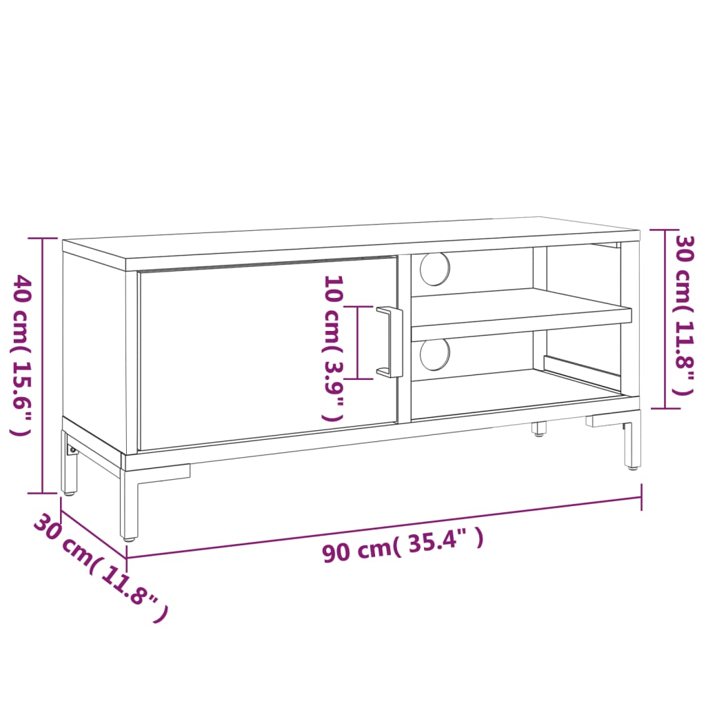 TV Cabinet Brown 90x30x40 cm Solid Pinewood