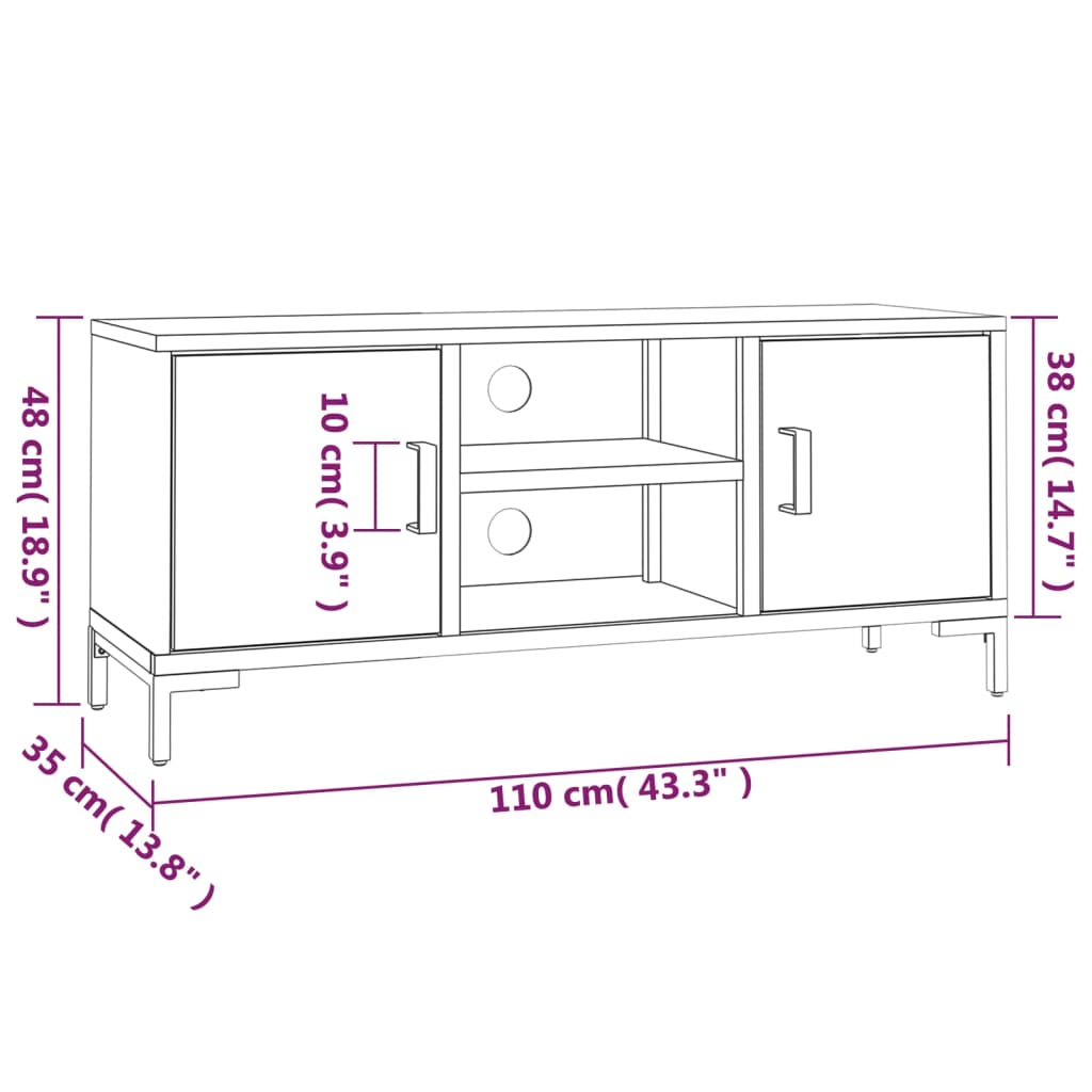 TV Cabinet Brown 110x35x48 cm Solid Pinewood