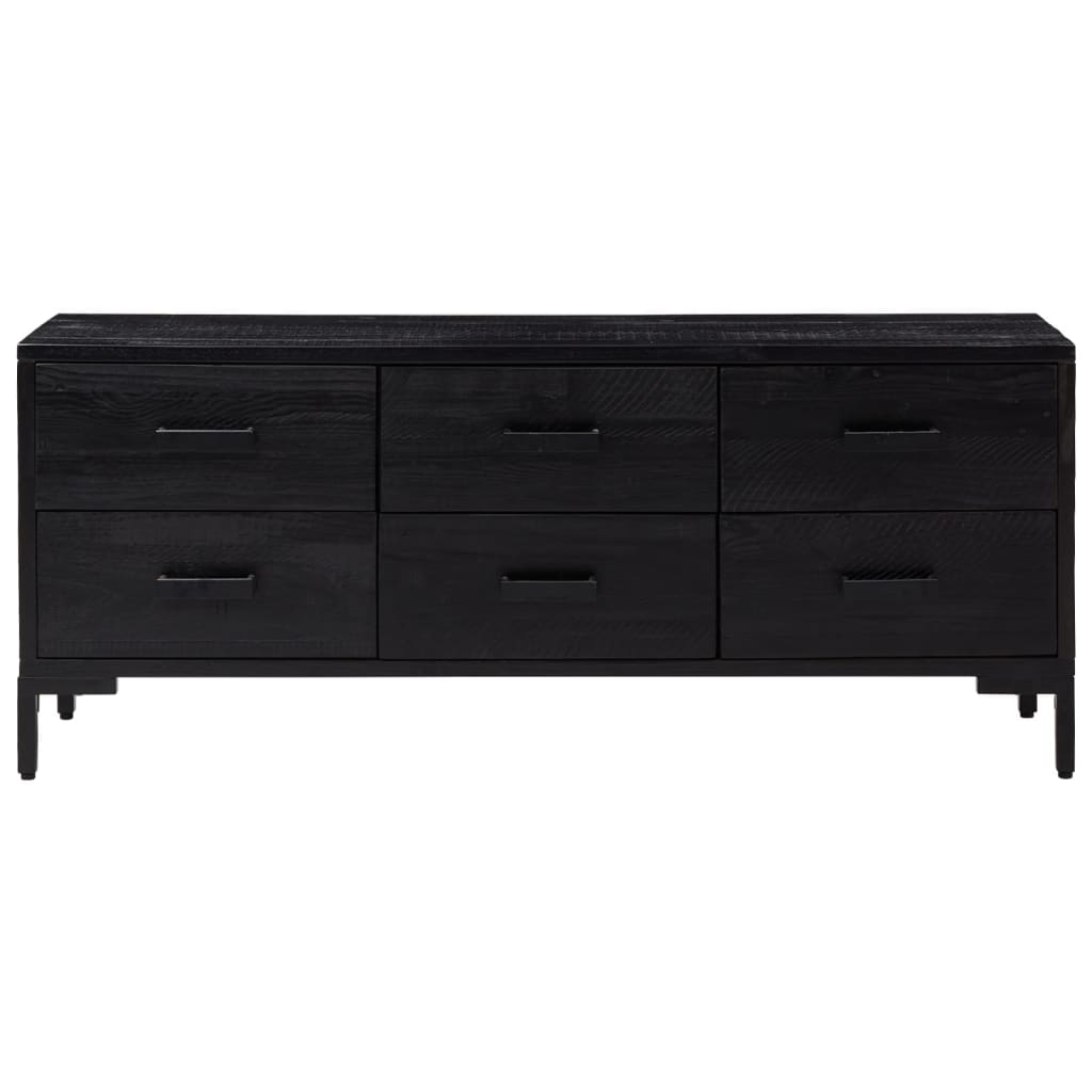 Storage Cabinet Black 110x30x45 cm Solid Pinewood