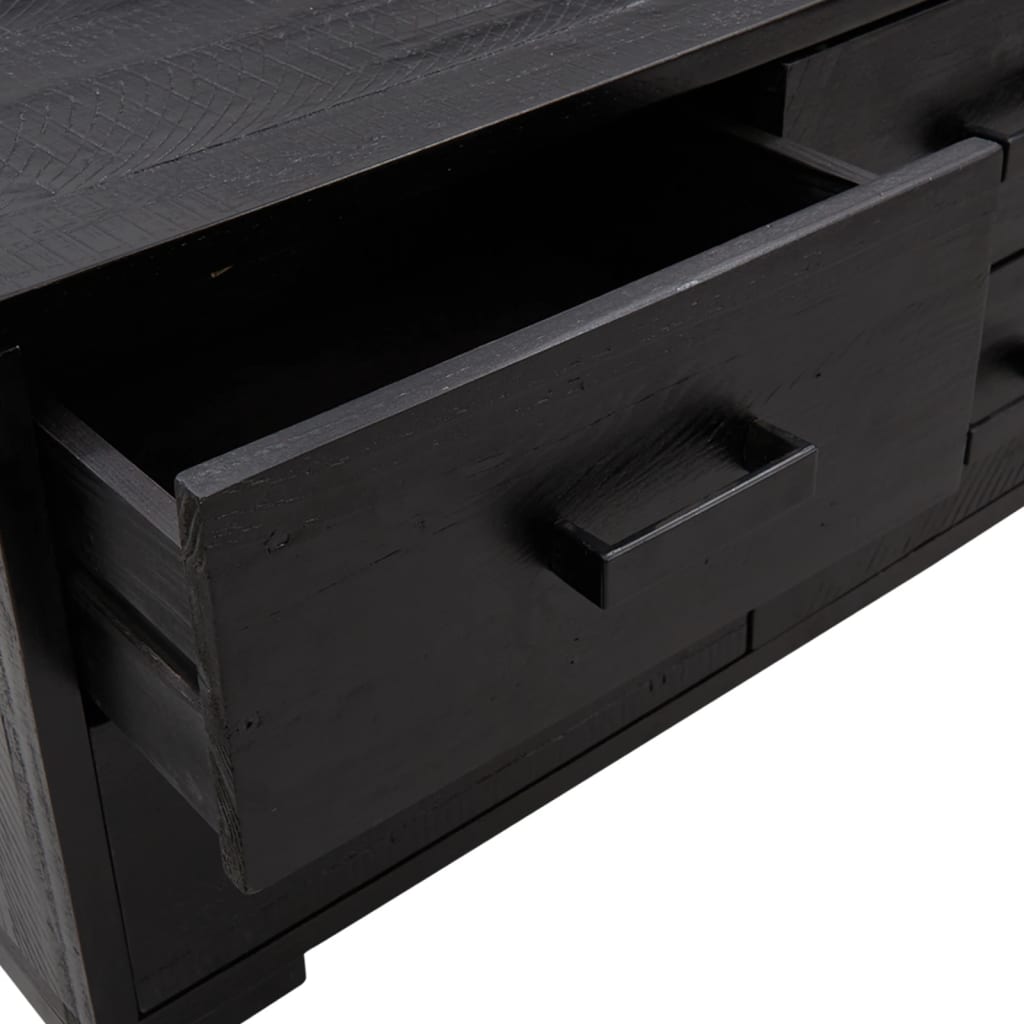 Storage Cabinet Black 110x30x45 cm Solid Pinewood