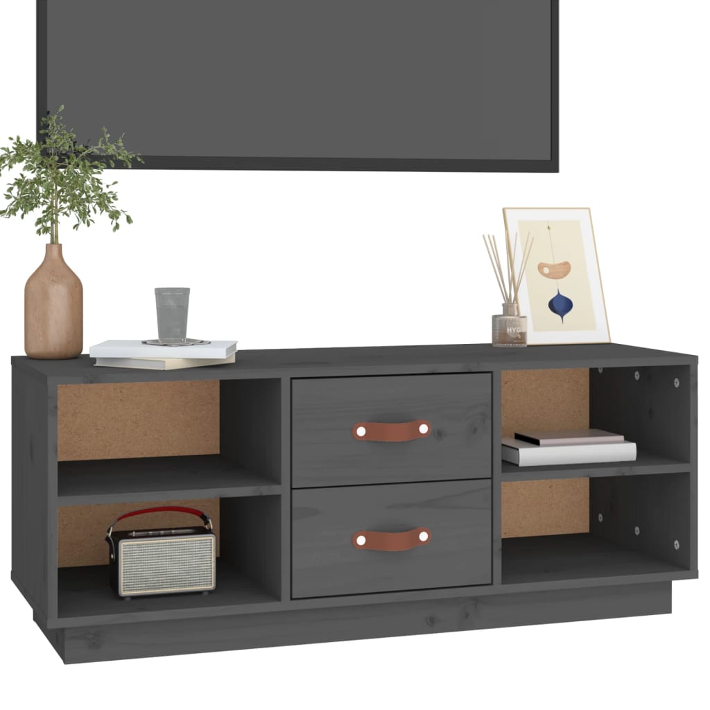 TV Cabinet Grey 100x34x40 cm Solid Wood Pine