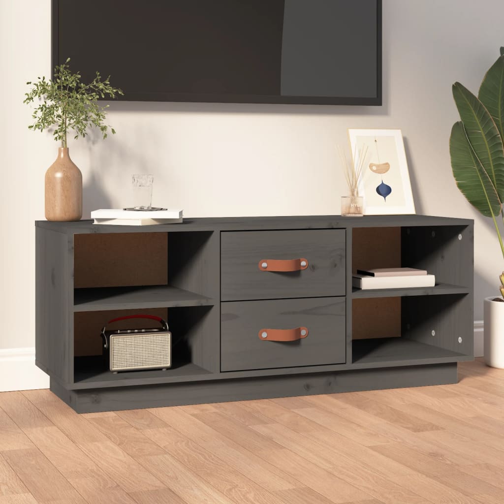 TV Cabinet Grey 100x34x40 cm Solid Wood Pine