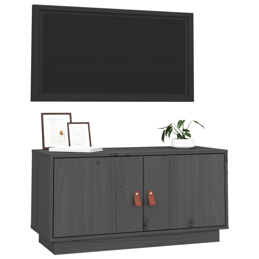 TV Cabinet Grey 80x34x40 cm Solid Wood Pine