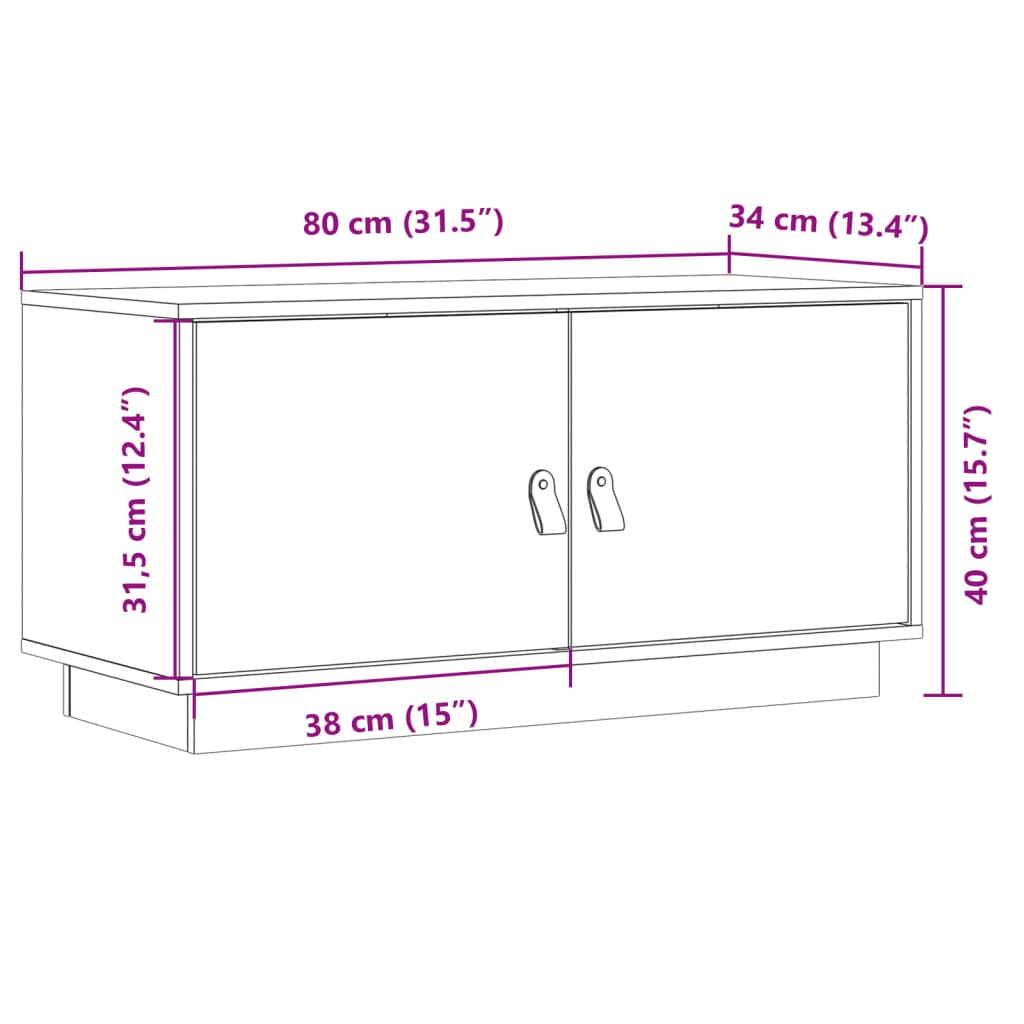 TV Cabinet Grey 80x34x40 cm Solid Wood Pine