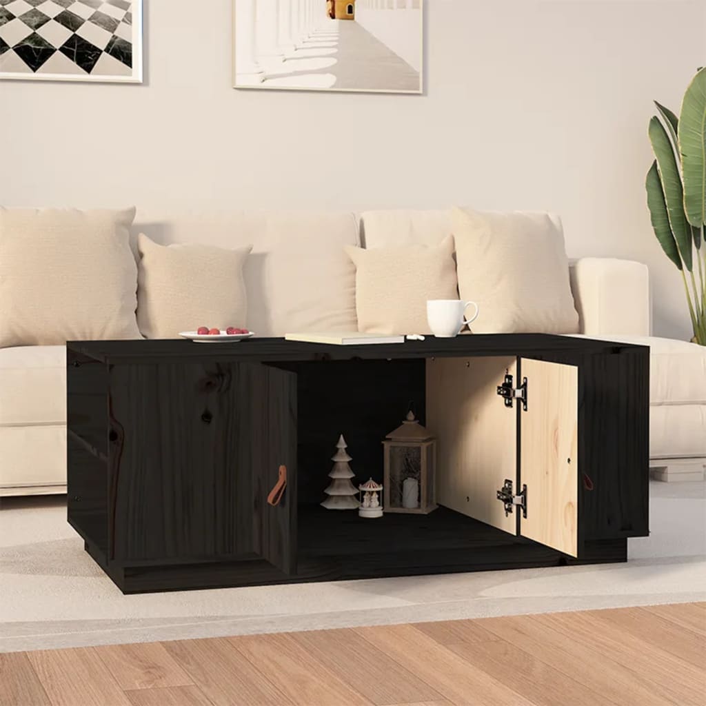 Coffee Table Black 100x50x41 cm Solid Wood Pine