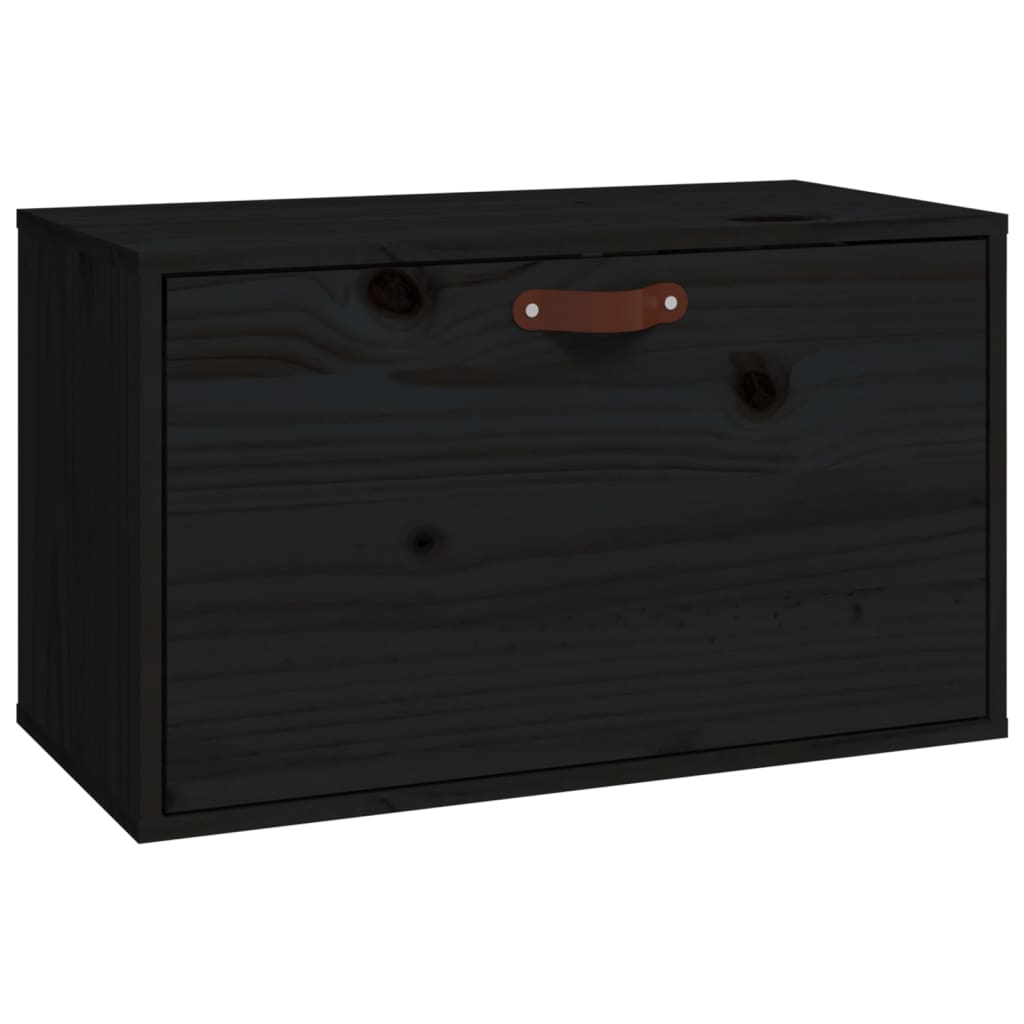 Wall Cabinet Black 60x30x35 cm Solid Wood Pine