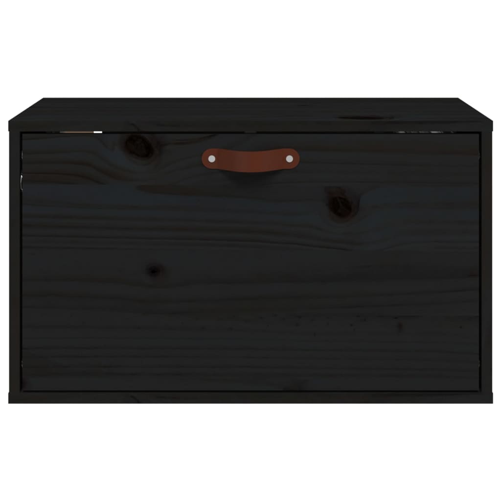 Wall Cabinet Black 60x30x35 cm Solid Wood Pine