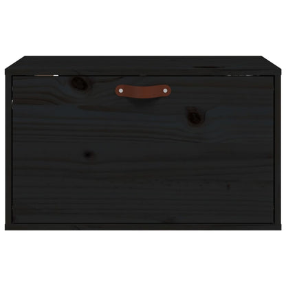 Wall Cabinet Black 60x30x35 cm Solid Wood Pine