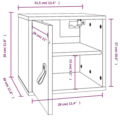 Wall Cabinet Grey 31.5x30x30 cm Solid Wood Pine