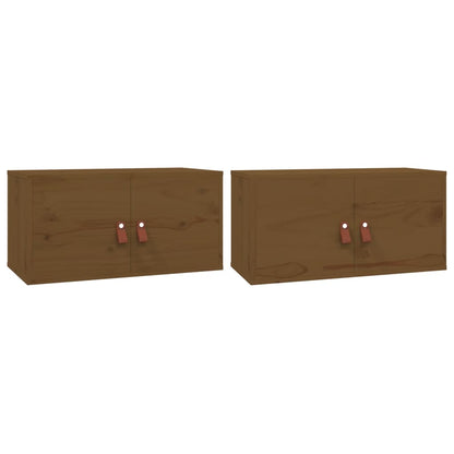 Wall Cabinets 2 pcs Honey Brown 60x30x30 cm Solid Wood Pine