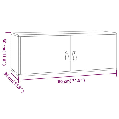 Wall Cabinet White 80x30x30 cm Solid Wood Pine