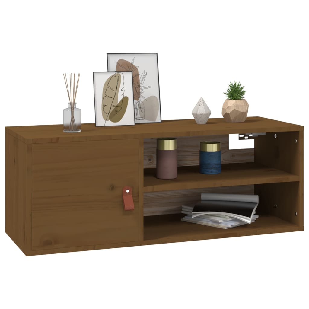 Wall Cabinet Honey Brown 80x30x30 cm Solid Wood Pine