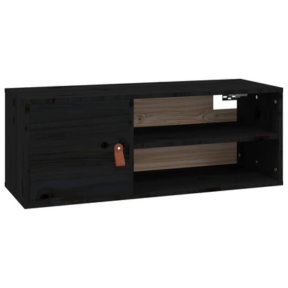 Wall Cabinet Black 80x30x30 cm Solid Wood Pine