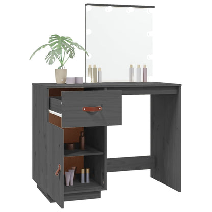 Dressing Table with LED Grey 95x50x133.5 cm Solid Wood Pine