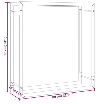 Firewood Rack Matt Black 80x28x86 cm Steel