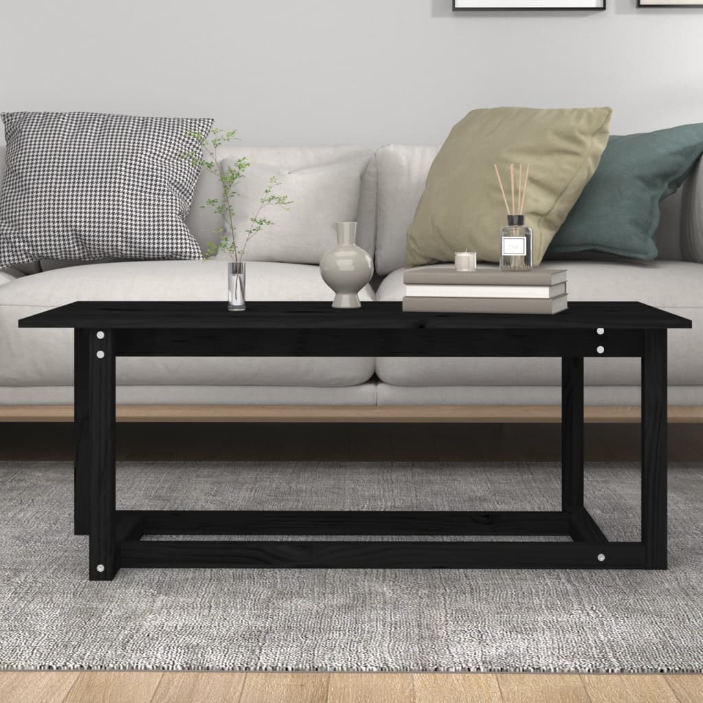 Coffee Table Black 110x55x45 cm Solid Wood Pine