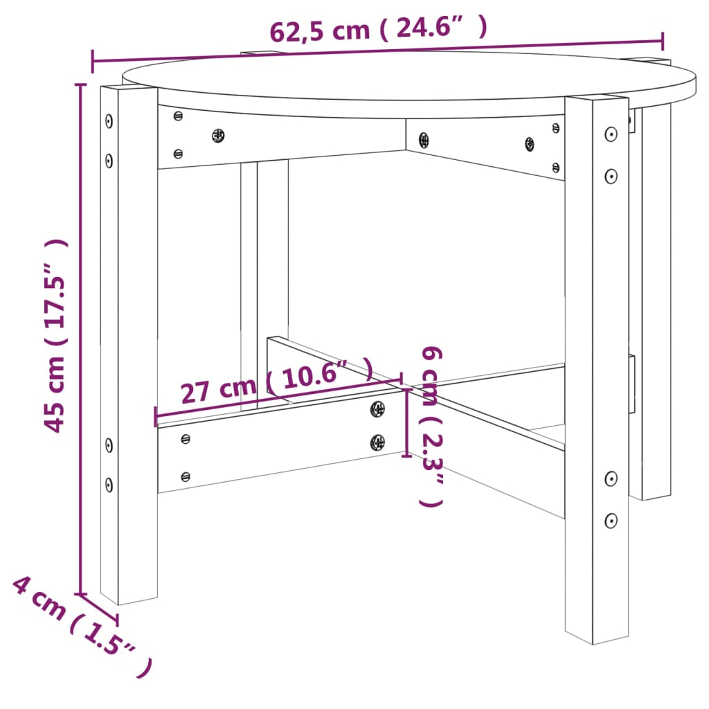 Coffee Table White Ø 62.5x45 cm Solid Wood Pine