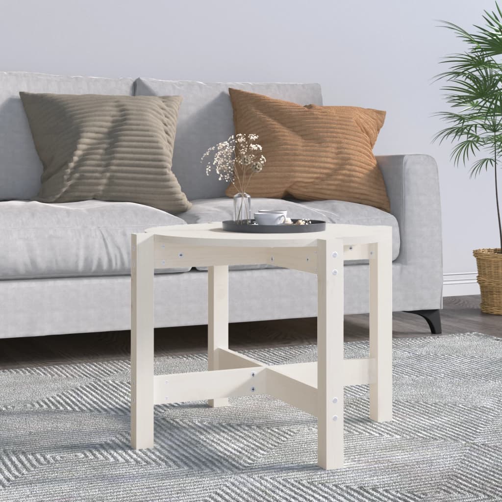 Coffee Table White Ø 62.5x45 cm Solid Wood Pine