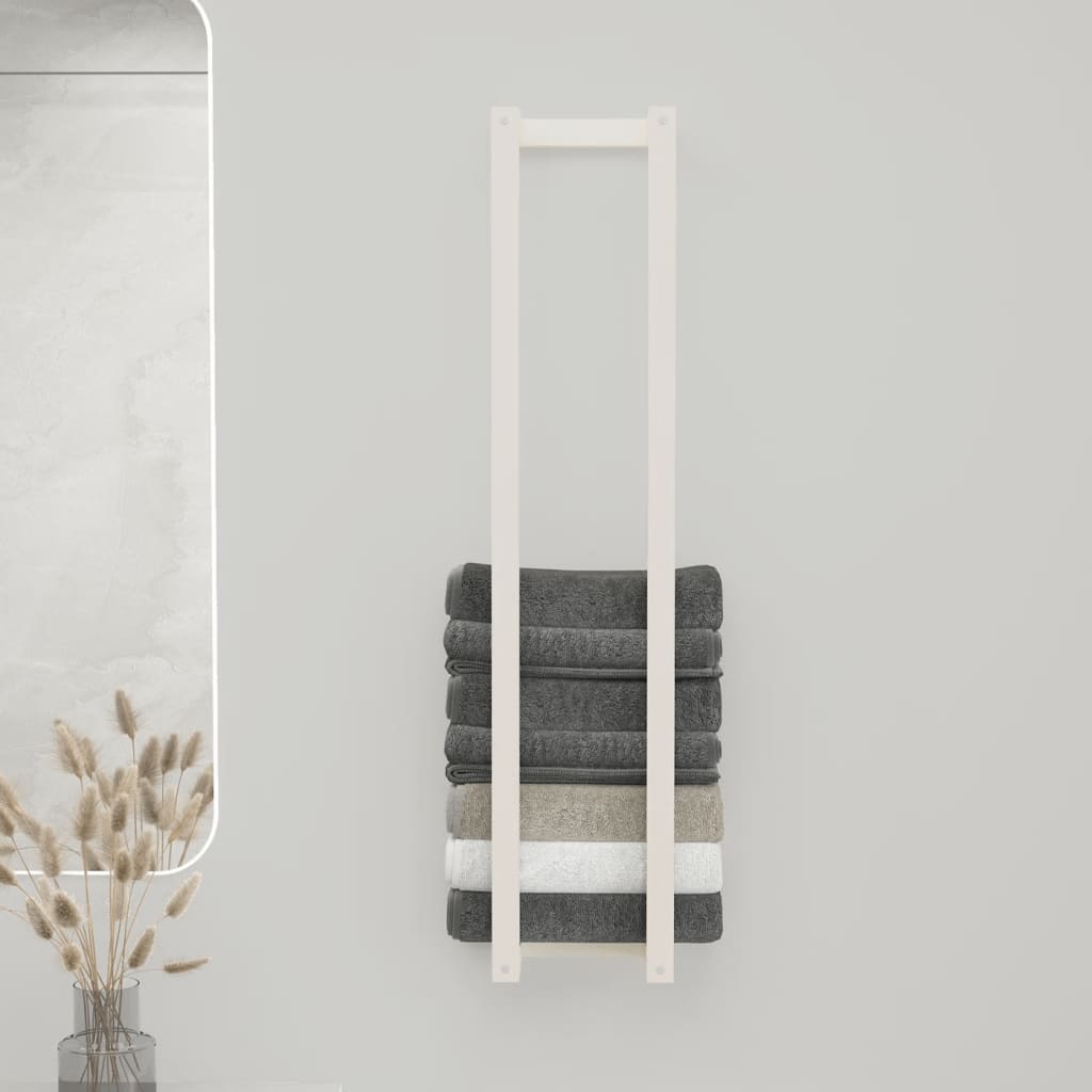 Towel Rack White 23x18x110 cm Solid Wood Pine