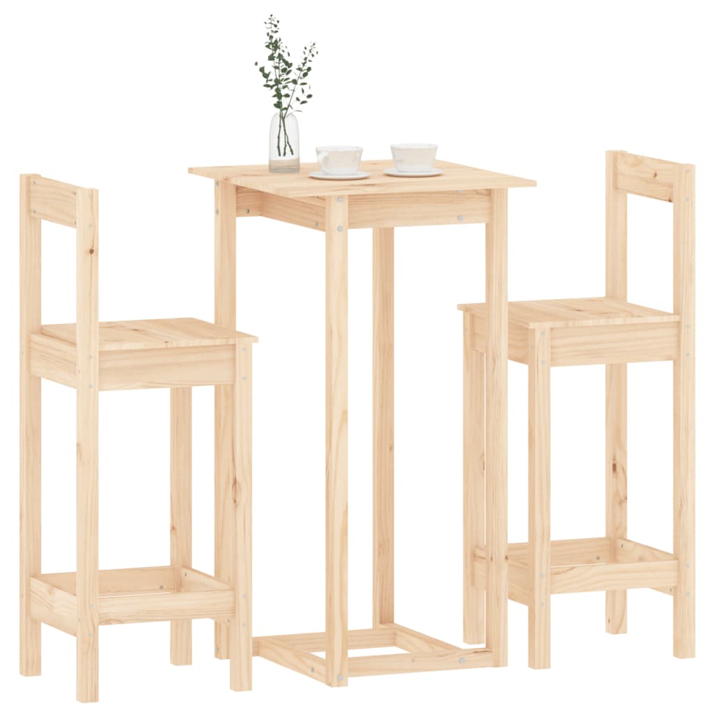 3 Piece Bar Set Solid Wood Pine