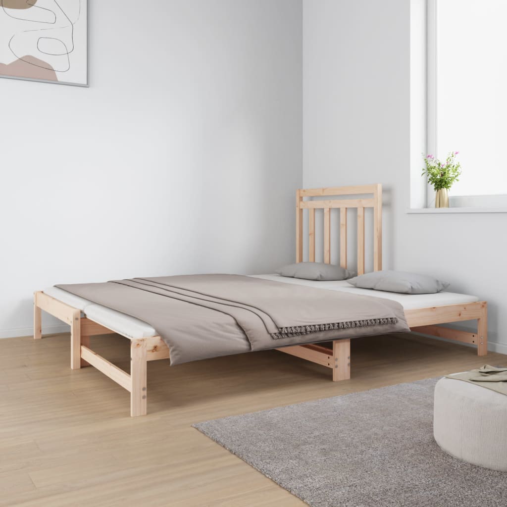 Pull-out Day Bed 2x(90x190) cm Solid Wood Pine