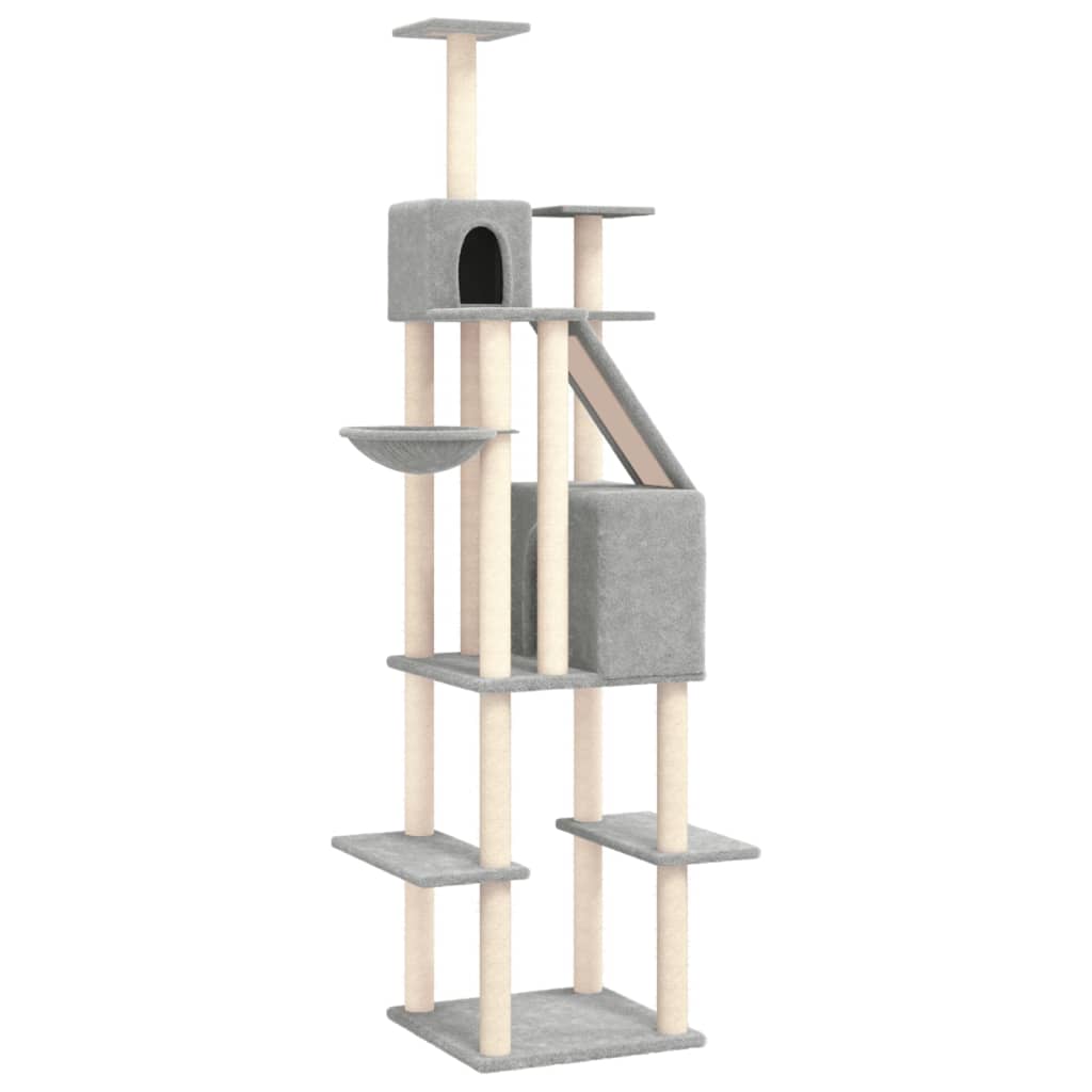 Cat Tree with Sisal Scratching Posts Light Grey 201 cm