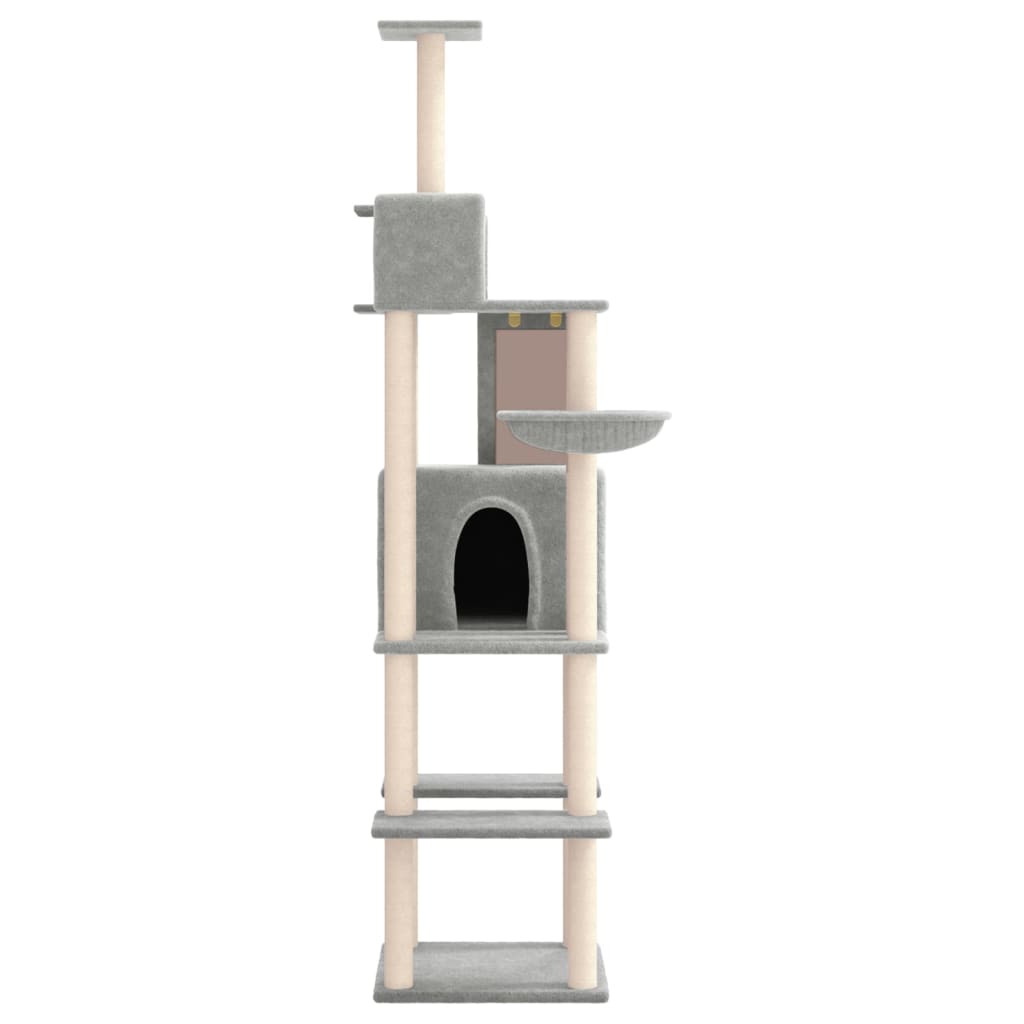 Cat Tree with Sisal Scratching Posts Light Grey 201 cm