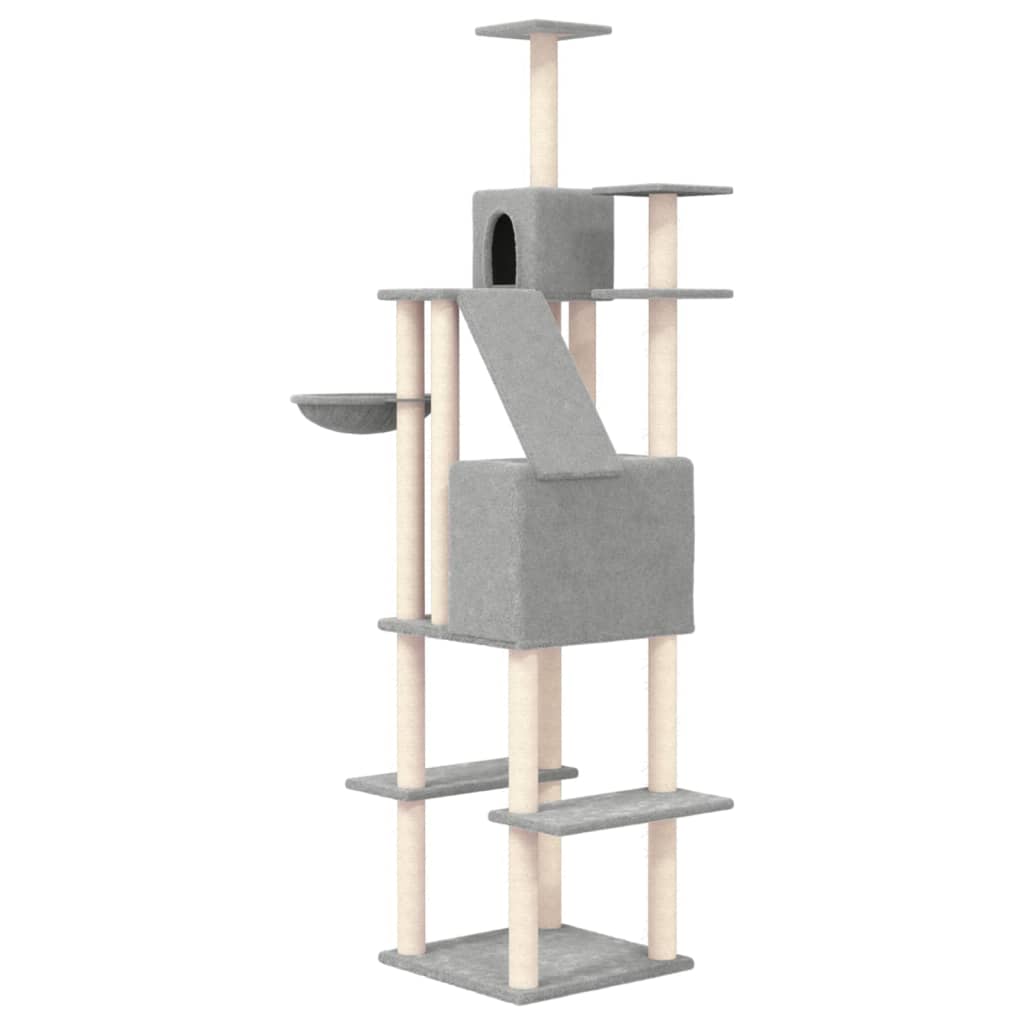 Cat Tree with Sisal Scratching Posts Light Grey 201 cm